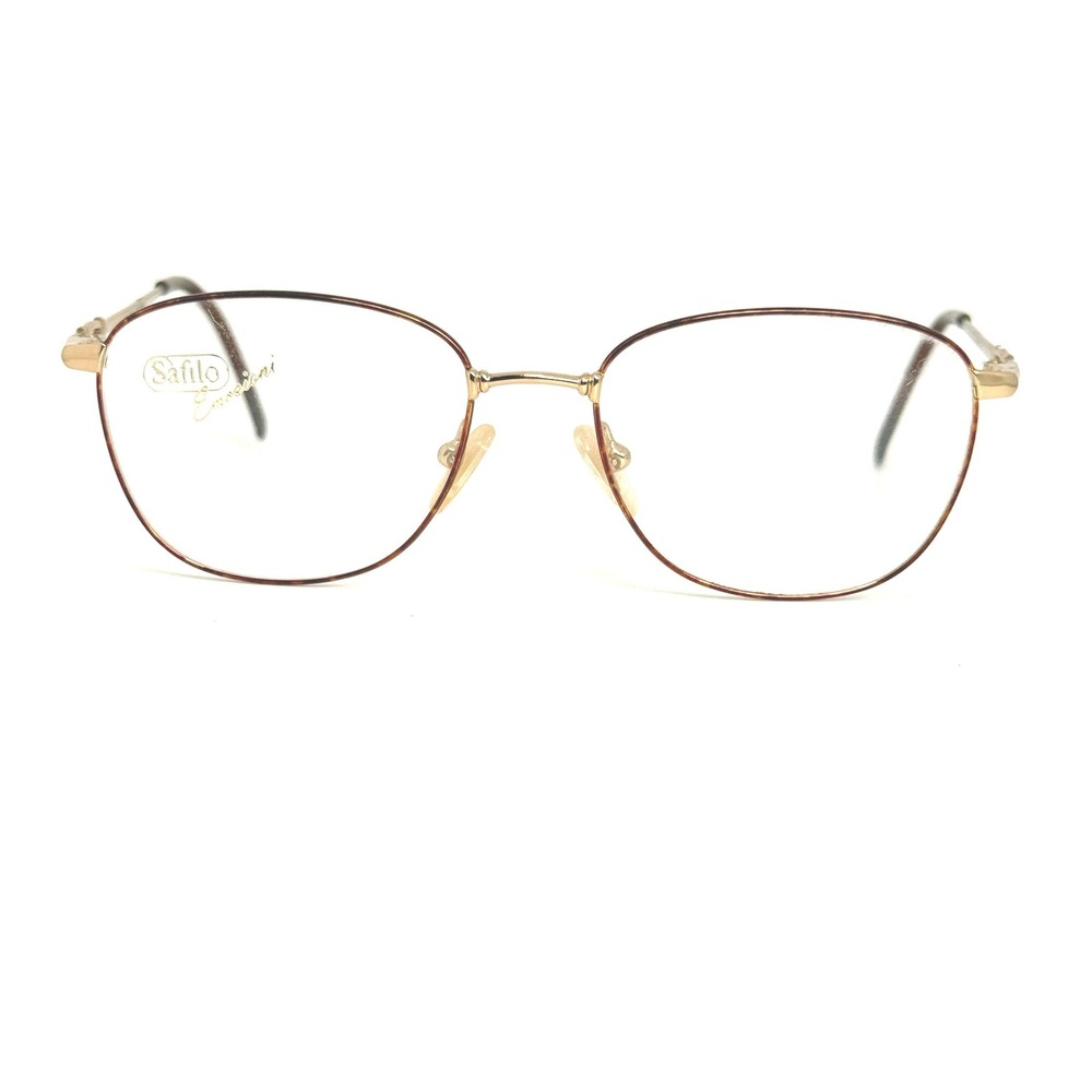 Safilo Emozioni Vintage Eyeglasses Gold Brown Oval Frame Made in‎ Italy 22578